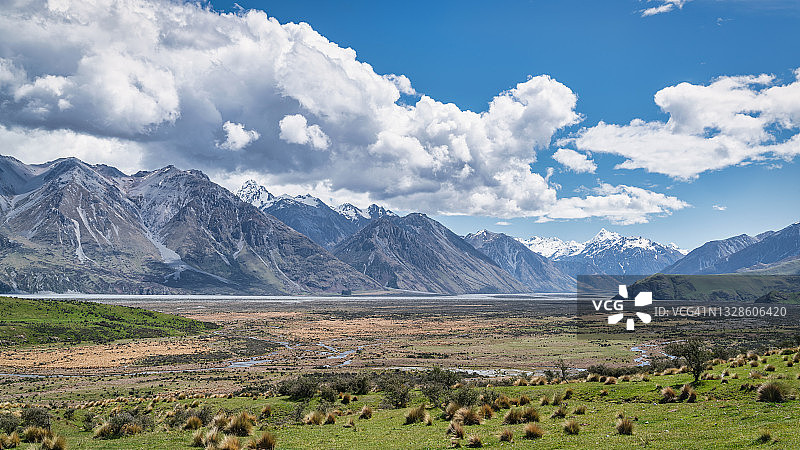 新西兰星期日山 landscape panorama 阿什伯顿湖区图片素材