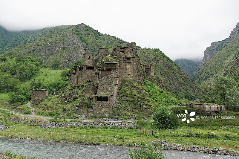 沙提利中世纪城堡，格鲁吉亚北部高加索地区图片素材