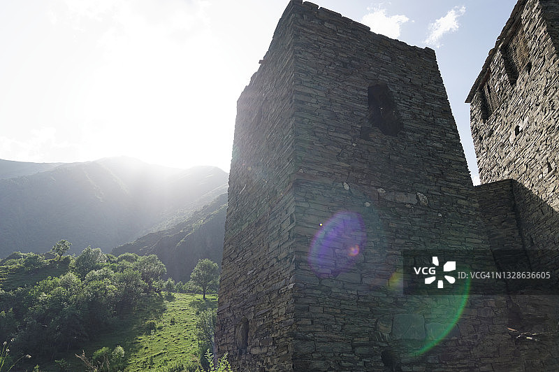 格鲁吉亚北部高加索地区的沙提利石塔图片素材