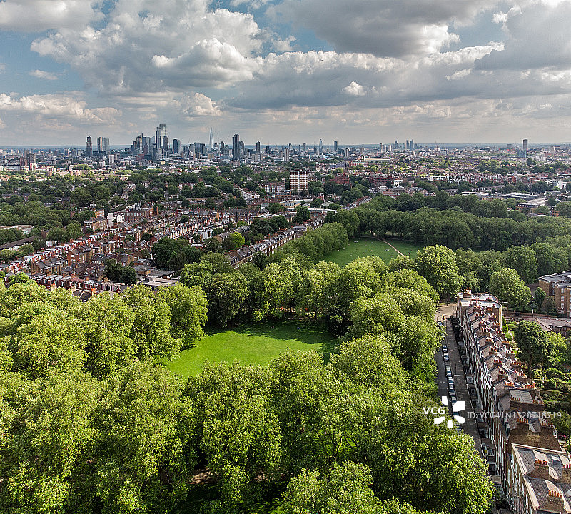 伊斯灵顿区海布里 fields：29英亩的开放空间图片素材