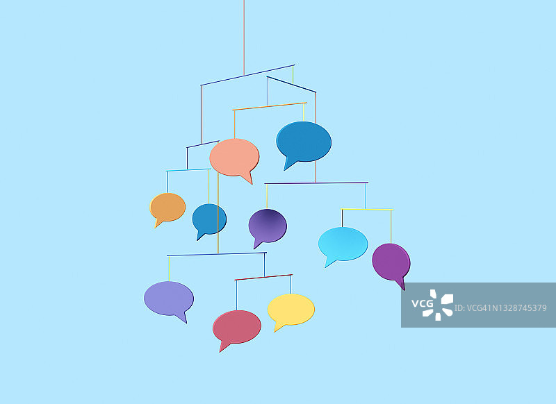 带有对话气泡的悬挂手机图片素材