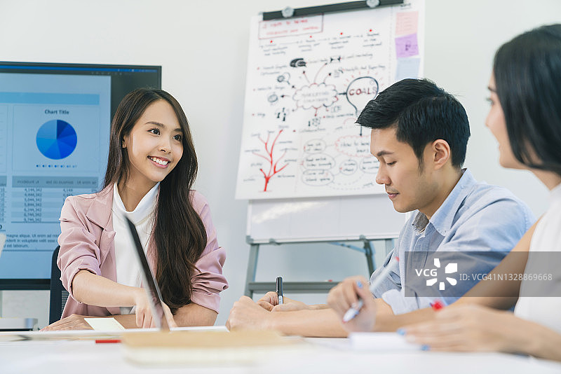 亚洲创意设计师团队探讨新项目启动策略图片素材