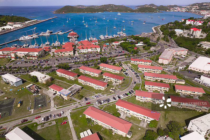 圣托马斯夏洛特阿马利亚市中心的航拍图片素材