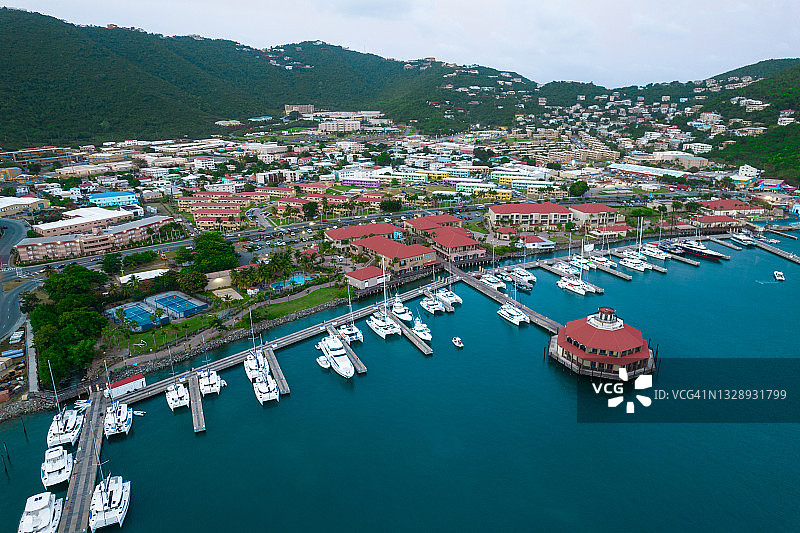 圣托马斯夏洛特阿马利亚市中心的航拍图片素材