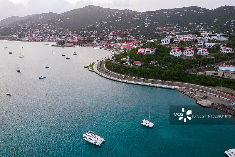 圣托马斯夏洛特阿马利亚市中心的航拍图片素材