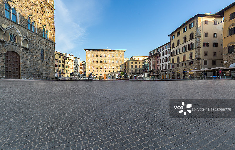 佛罗伦萨领主广场上的空旷街道图片素材