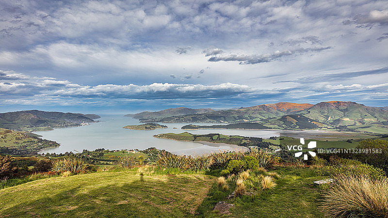新西兰基督城海湾全景图片素材