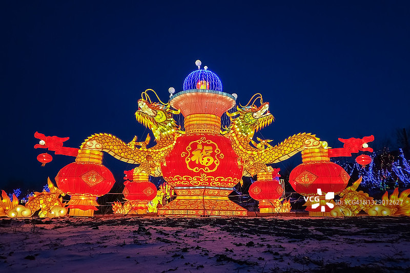 中国灯会之夜的灯笼图片素材