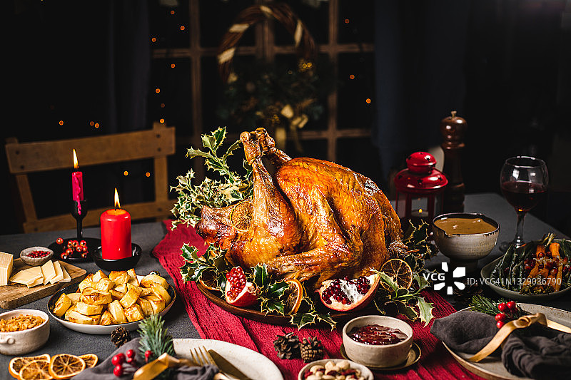 圣诞火鸡晚餐静物图片图片素材