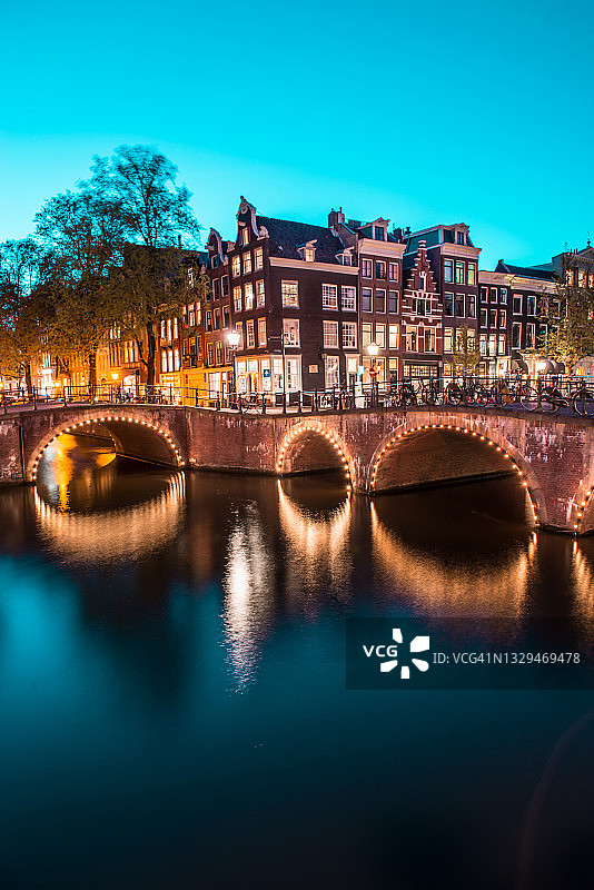 荷兰阿姆斯特丹运河夜景图片素材