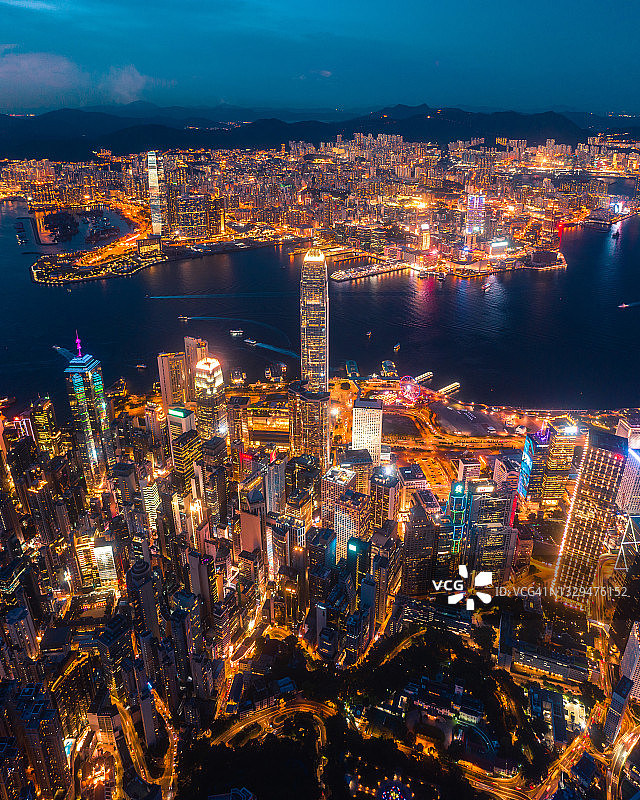 香港城市、海景、九龙及香港港口航拍图片素材