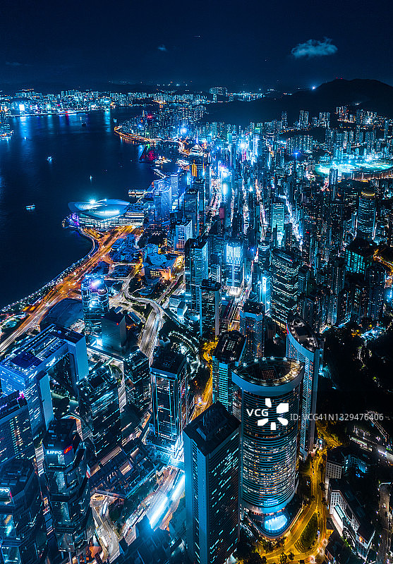 香港城市、海景、九龙及香港港口航拍图片素材