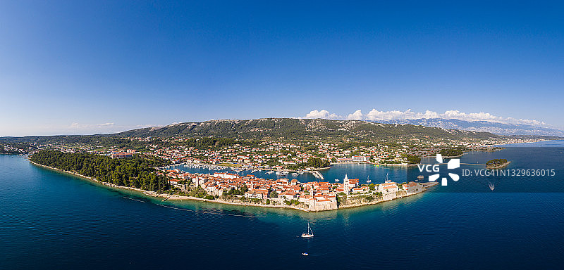 克罗地亚拉布老镇全景航拍图片素材