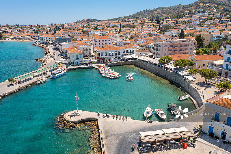 希腊斯佩采斯岛港口航拍照片图片素材