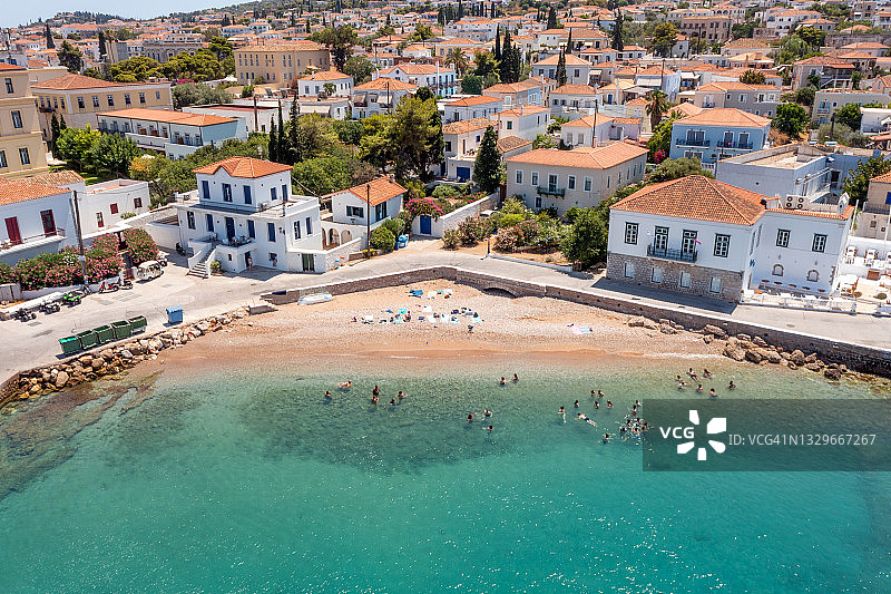 希腊斯佩采斯岛小型海滩航拍照片图片素材