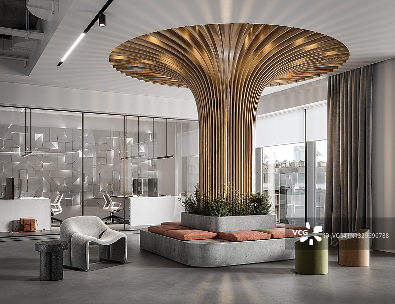 3D现代办公室门厅图片素材