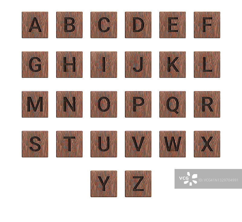 白色背景上孤立的ABC木制字母积木正面视图图片素材