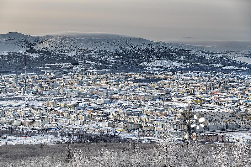 俄罗斯马加丹州马加丹市的俯瞰图图片素材