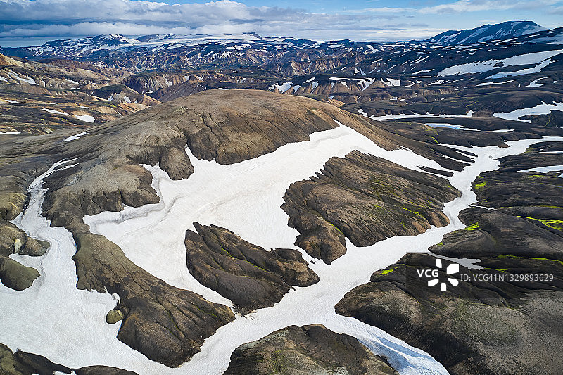 冰岛Laugavegur小径雪景航拍图片素材