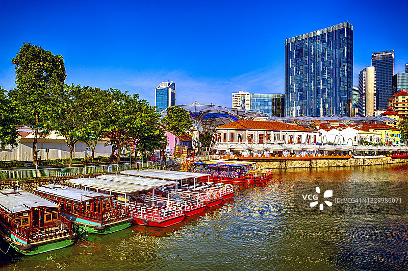 新加坡克拉码头的新加坡河图片素材