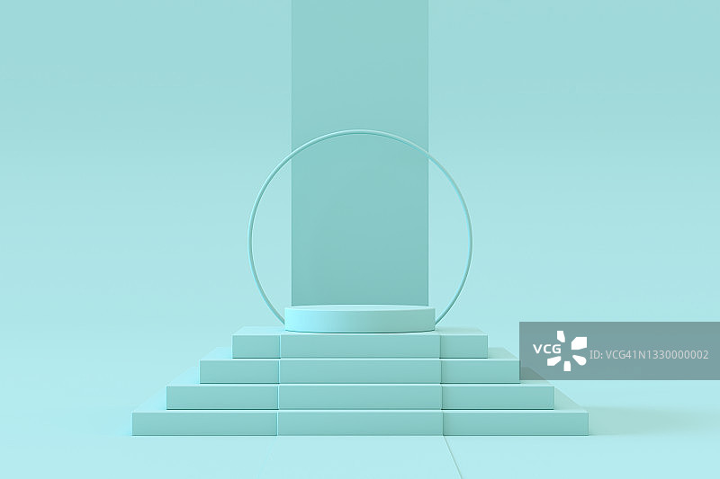 带楼梯和地毯的空产品展示台图片素材