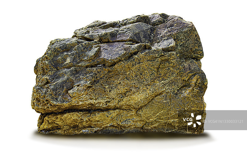 白色背景上带有划痕和图案的大块粗糙岩石图片素材