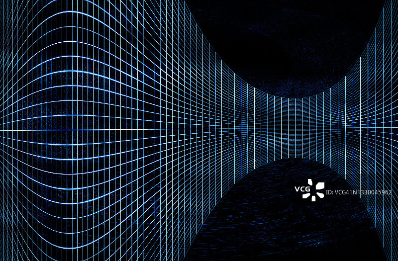 蓝色曲线墙数字技术空间背景3D图图片素材