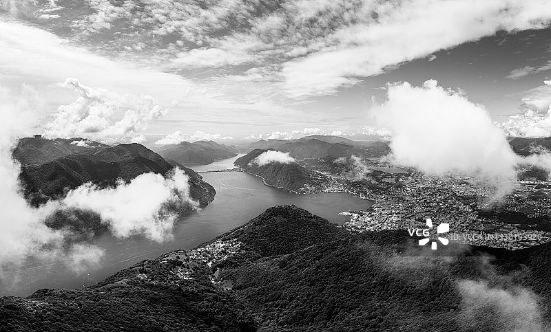 瑞士提契诺州卢加诺全景图片素材