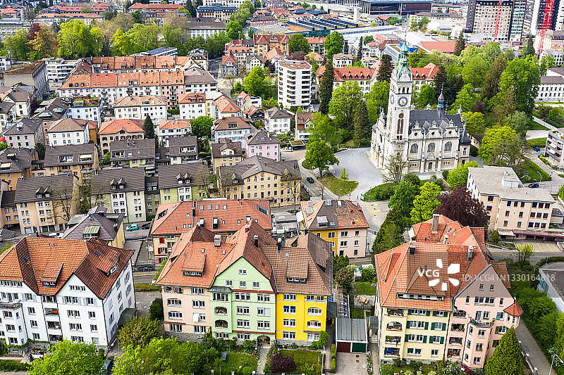 瑞士圣加仑市的航拍景色图片素材
