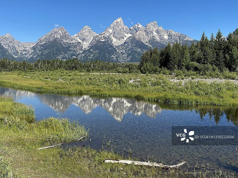 施瓦巴赫登陆点的镜河倒影图片素材