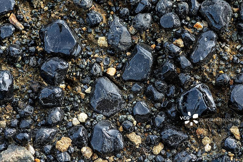 冰岛Fjallabak兰德曼纳劳卡火山岩玻璃黑曜石图片素材