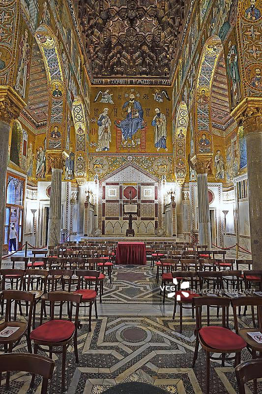 意大利西西里岛巴勒莫诺曼王宫帕拉蒂娜礼拜堂中殿图片素材