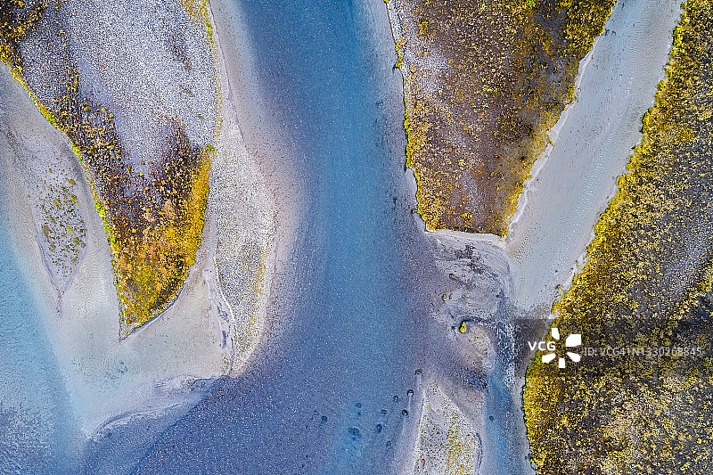 冰岛河流俯视图图片素材