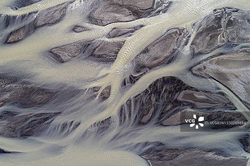 冰岛冰川河流航拍景观图片素材