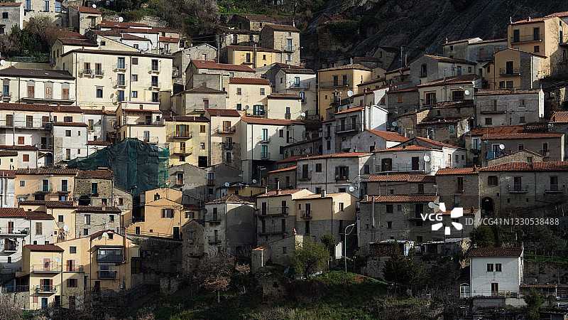 巴西利卡塔的卡斯特尔梅扎诺，意大利最美丽的村庄之一，波坦察，巴西利卡塔，意大利图片素材