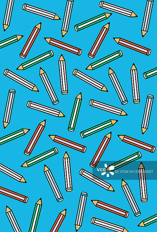 用彩色铅笔绘制的儿童返校插画图片素材