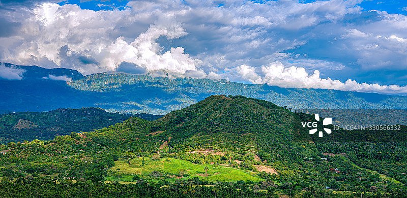 哥伦比亚：安第斯山脉城镇阿纳波伊马全景图片素材