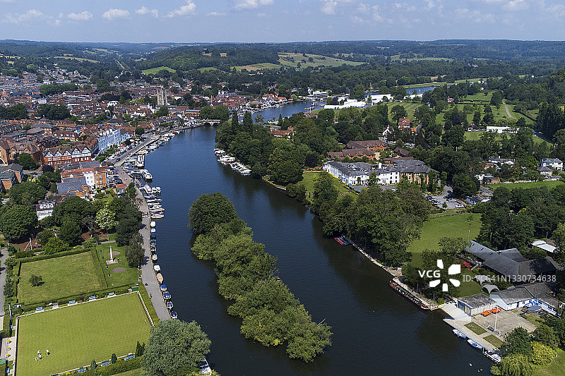 亨利泰晤士河畔航拍图片素材