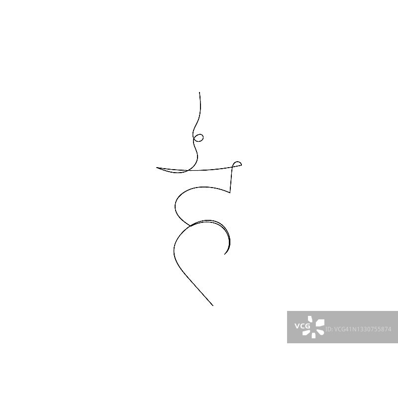 单线绘制的喉轮符号。线性瑜伽符号。能量平衡标志。佛教、印度教、灵气、精神成长。深奥。矢量线性图示。图片素材