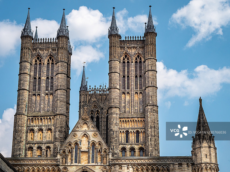 英格兰林肯，老城和林肯大教堂景色图片素材