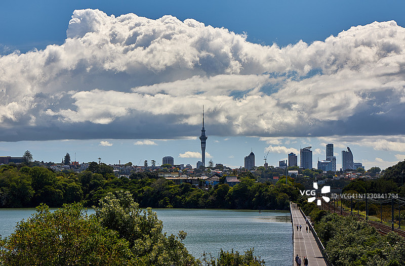 从奥拉基盆地眺望奥克兰中央商务区图片素材