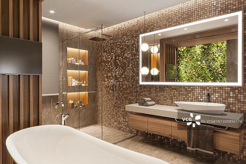 豪华公寓浴室内部图片素材