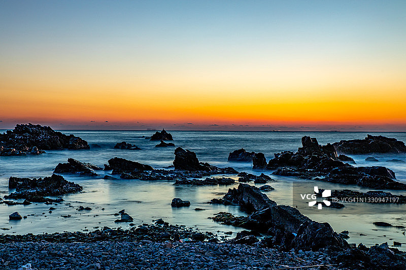 韩国釜山多大浦海滩的日出景观图片素材