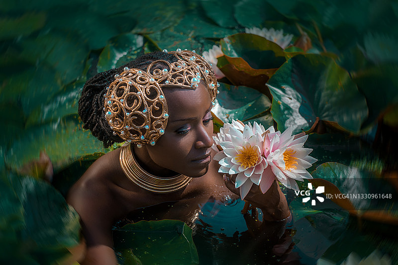 黑人公主与青蛙的童话故事图片素材