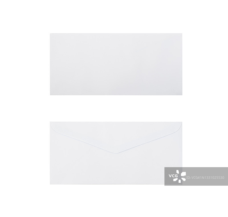 一组白色信封（已密封，空），与白色背景隔离图片素材