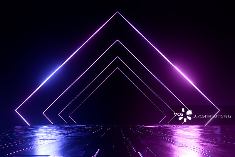 抽象的未来主义几何霓虹灯背景图片素材
