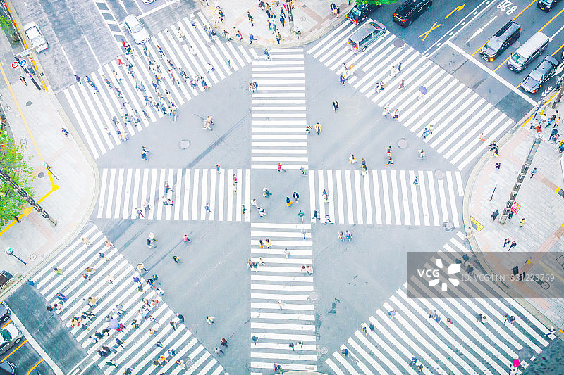 银座数寄屋桥十字路口俯视图图片素材