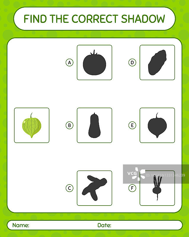 寻找正确的影子：酸浆果，学龄前儿童练习册，儿童活动页图片素材