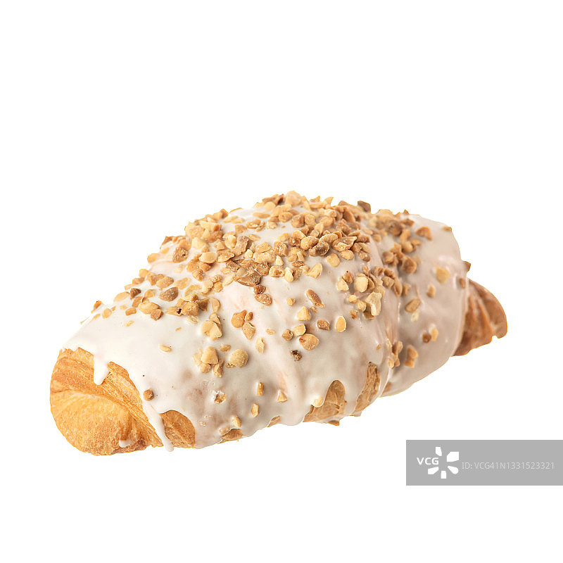 坚果白釉羊角面包（白色背景）图片素材