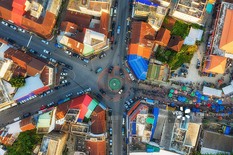 老城区集市俯视图图片素材